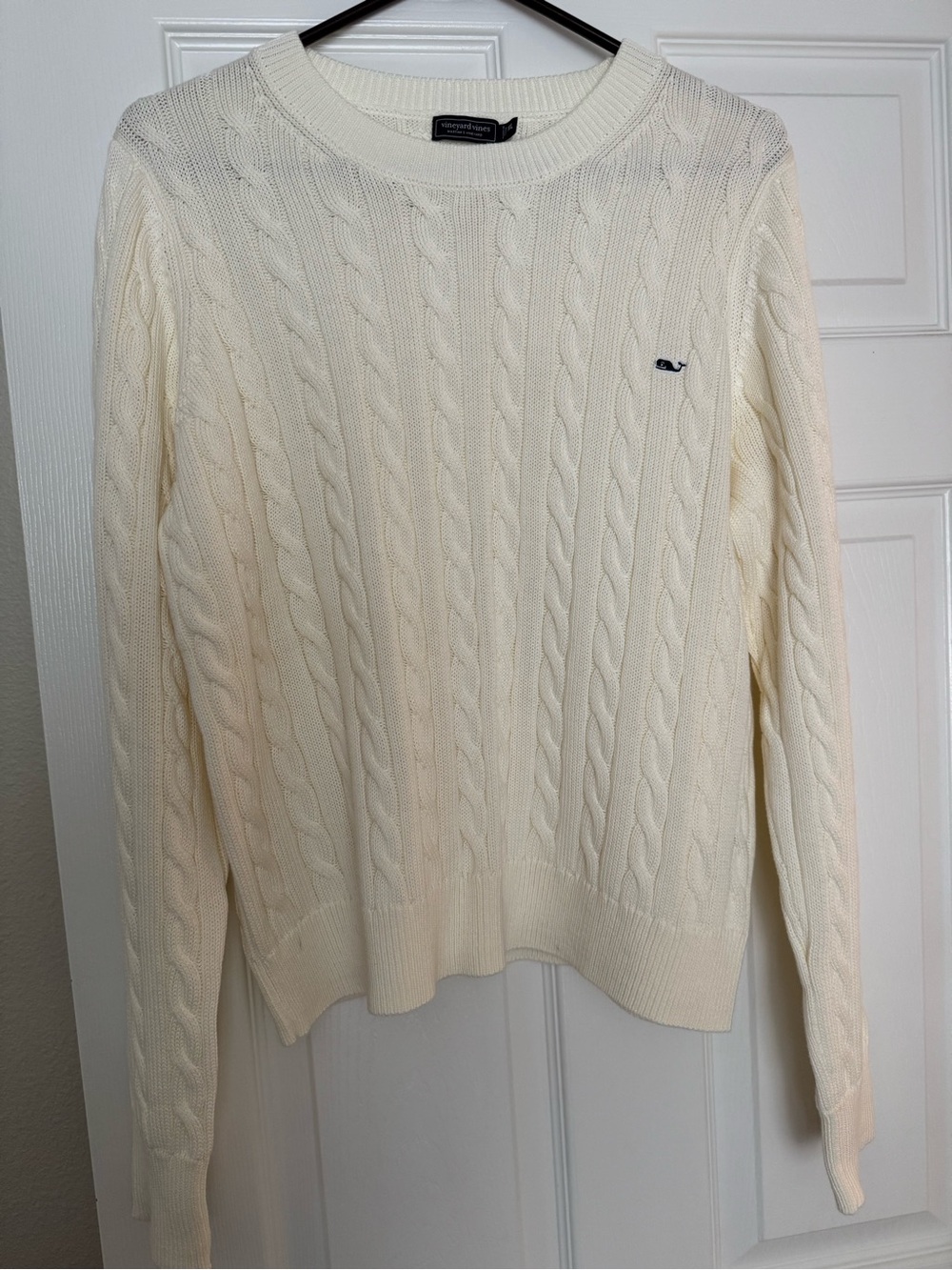 Vineyard Vines Ivory Cable-Knit 100% Cotton Sweater